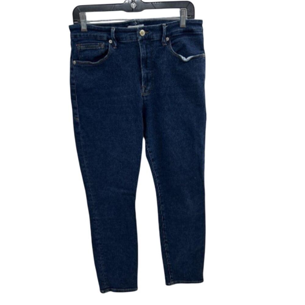 Good American Khloe Kardashian Dark Wash Cropped Skinny Jeans Size 12/31 Women's